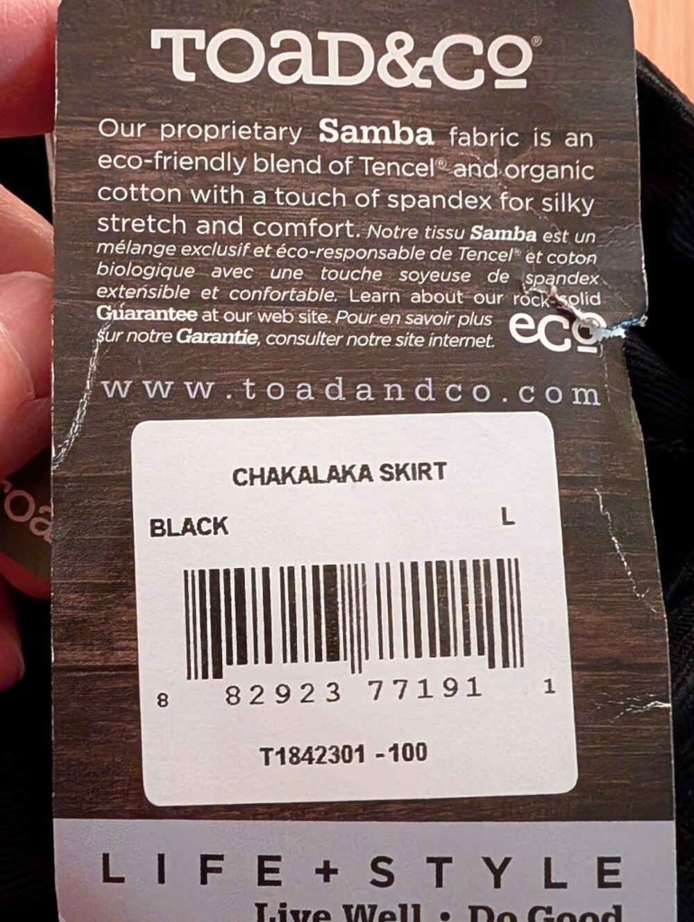 NWT Toad & Co Chakalaka maxi skirt black organic cotton tencil sz Large granola - Picture 5 of 6
